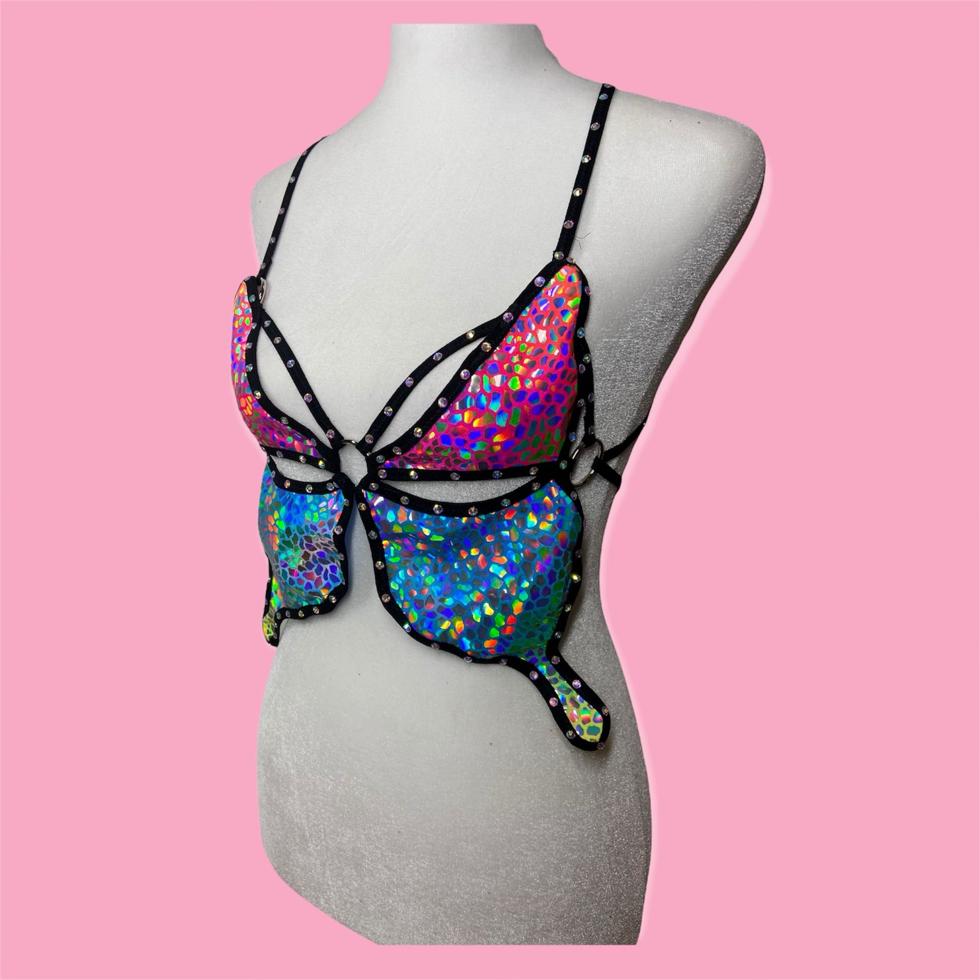 Rainbow reflective bra top – Deathbydolls