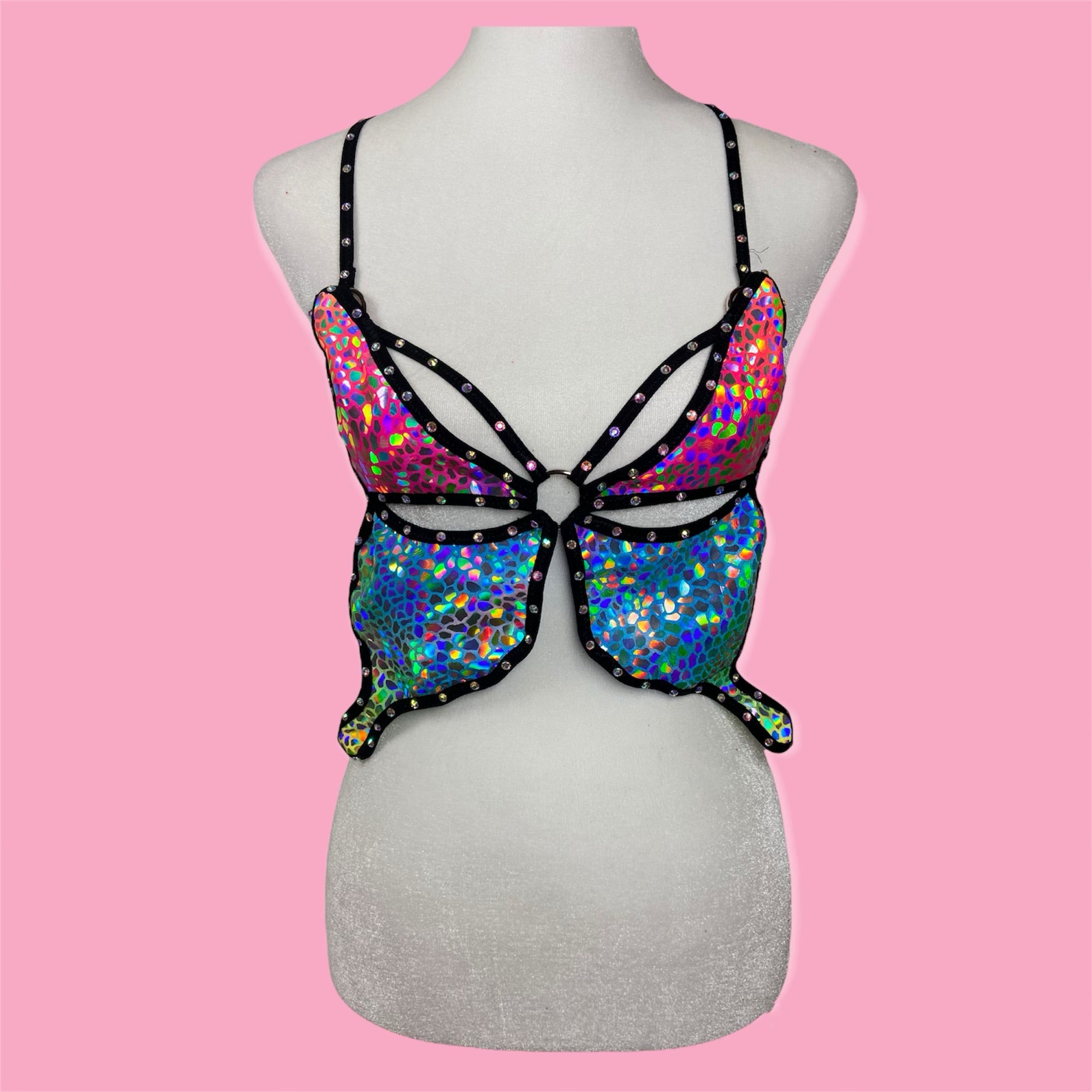 Butterfly Rainbow Rave Bra top, Prism Kisses – glitter death